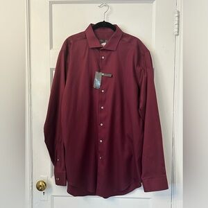 Calvin Klein Burgundy Dress Shirt, Size 17.5  36/37 Tall Slim Fit, NWT